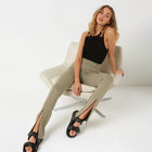 Women's High Waisted Stretch Trousers Sexy Foot Zip Slit